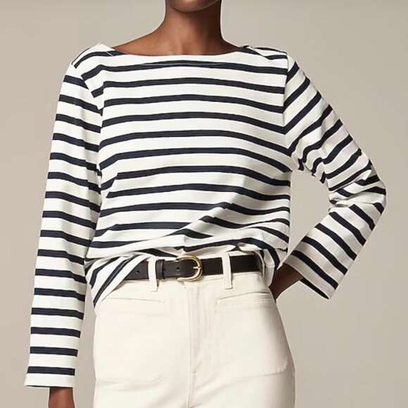 NWOT JCREW MARINER BOATNECK T-SHIRT WOMAN'S SZ 2X PLUS NAVY IVORY STRIPE - Picture 4 of 9
